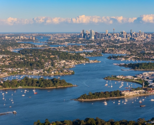 View from the west across the Parramatta River to Sydney CBD View from the west across the Parramatta River to Sydney CBD