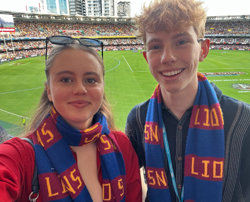 Charlie and I at an AFL game Charlie and I at an AFL game