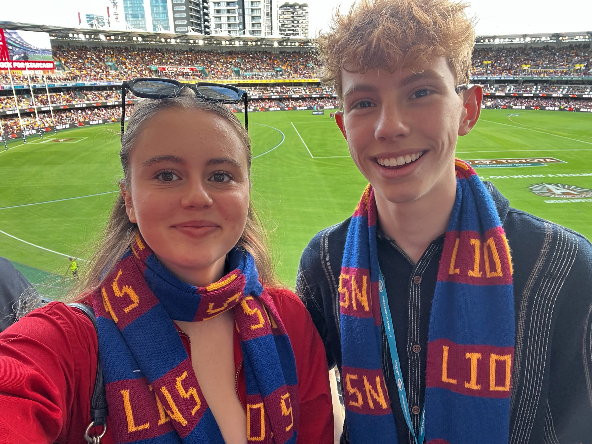 Charlie and I at an AFL game Charlie and I at an AFL game