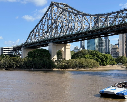 CityCat under the Story Bridge in Brisbane CityCat under the Story Bridge in Brisbane